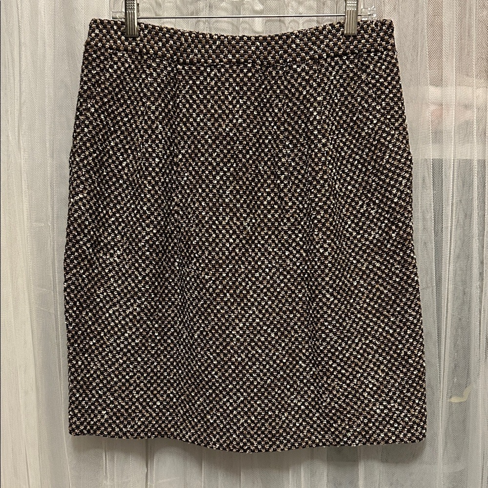 St. John Black and Brown Textured Pencil Skirt. size 12